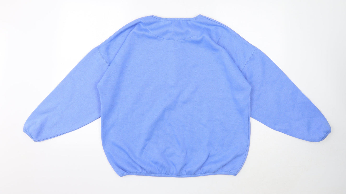 Chase Womens Blue Polyester Pullover Sweatshirt Size 14 Button