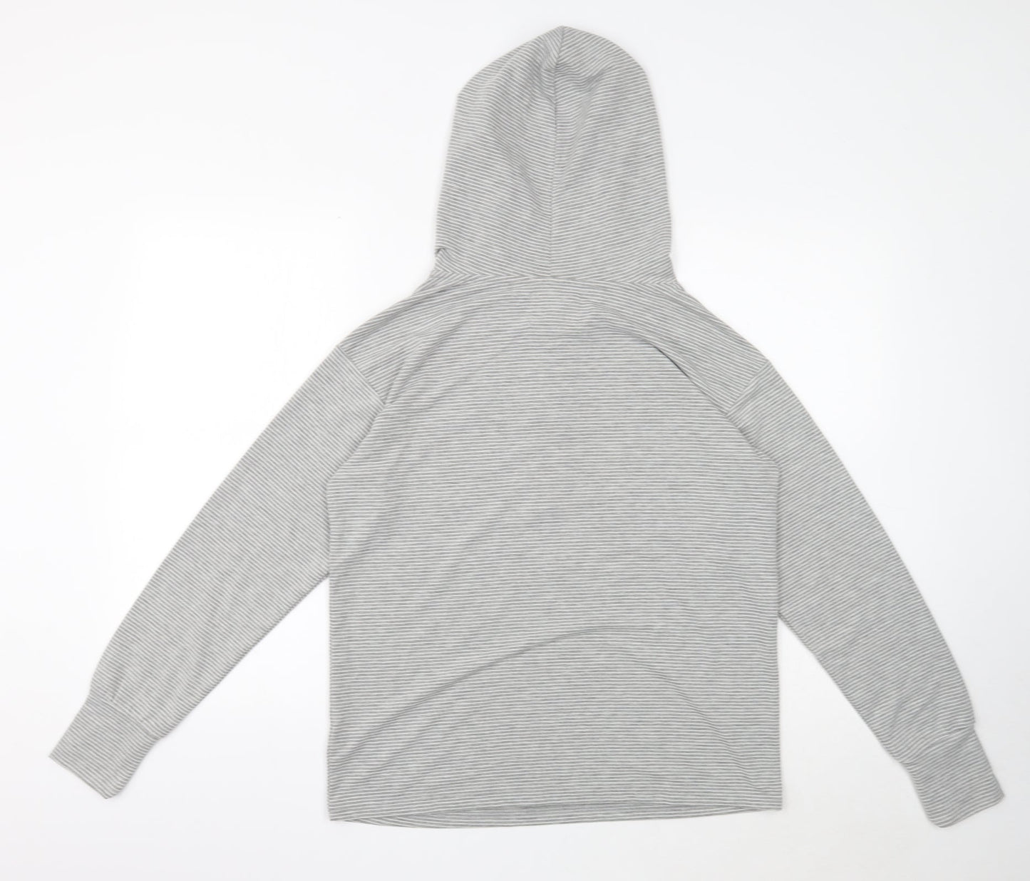 NEXT Womens Grey Striped Polyester Pullover Hoodie Size S Button