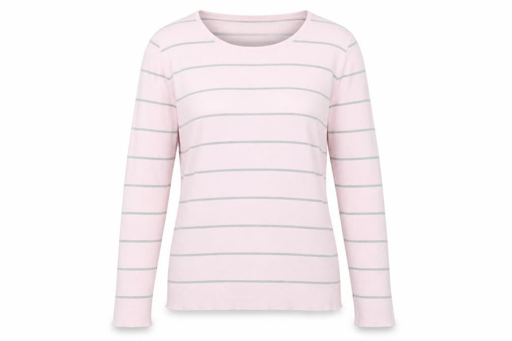 Kirkland Signature Womens Pink Scoop Neck Striped Viscose Pullover Jumper Size 2XS