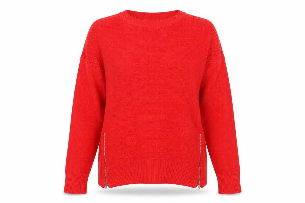 TU Womens Red Scoop Neck Acrylic Pullover Jumper Size 12