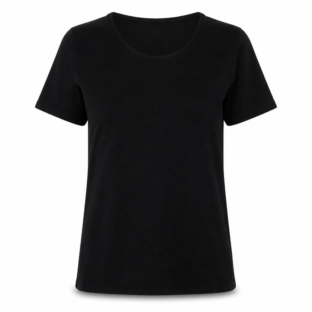 Julipa Womens Black Polyester Basic T-Shirt Size 8 Round Neck