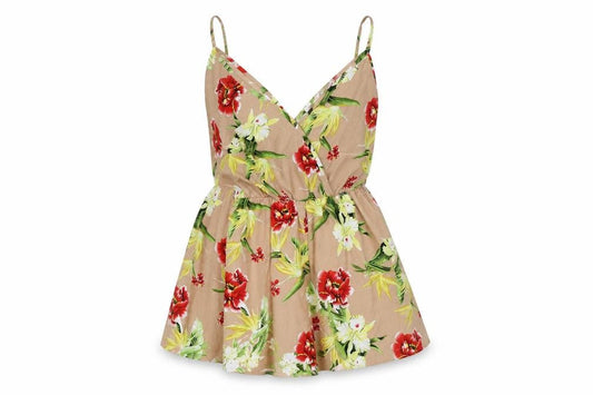 Diffuse Womens Multicoloured Floral Polyester Playsuit One-Piece Size 10 Pullover