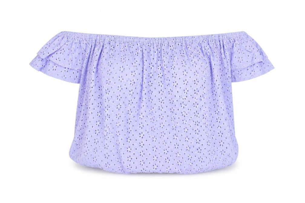 ASOS Womens Blue Floral 100% Cotton Basic Blouse Size 8 Boat Neck