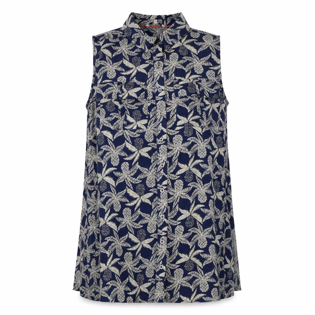 Dickins & Jones Womens Blue Geometric Viscose Basic Blouse Size 12 V-Neck