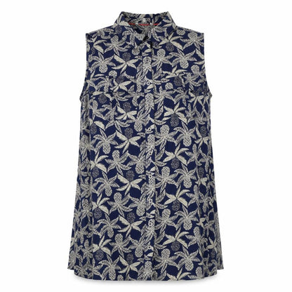Dickins & Jones Womens Blue Geometric Viscose Basic Blouse Size 12 V-Neck