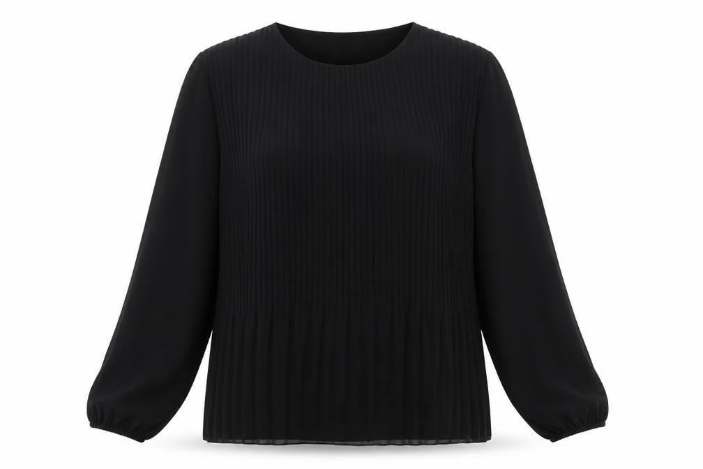 Blue Vanilla Womens Black Polyester Basic Blouse One Size Round Neck