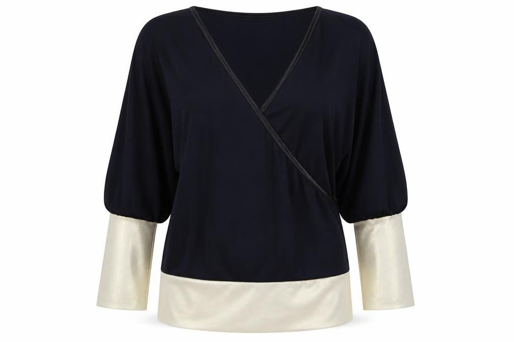 Vicky Martin Womens Black Nylon Basic Blouse One Size V-Neck