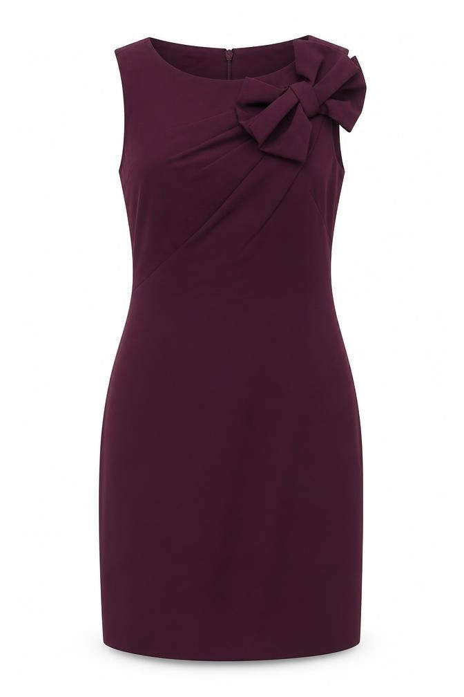 Eliza J Womens Purple Polyester A-Line Size 8 Round Neck Zip