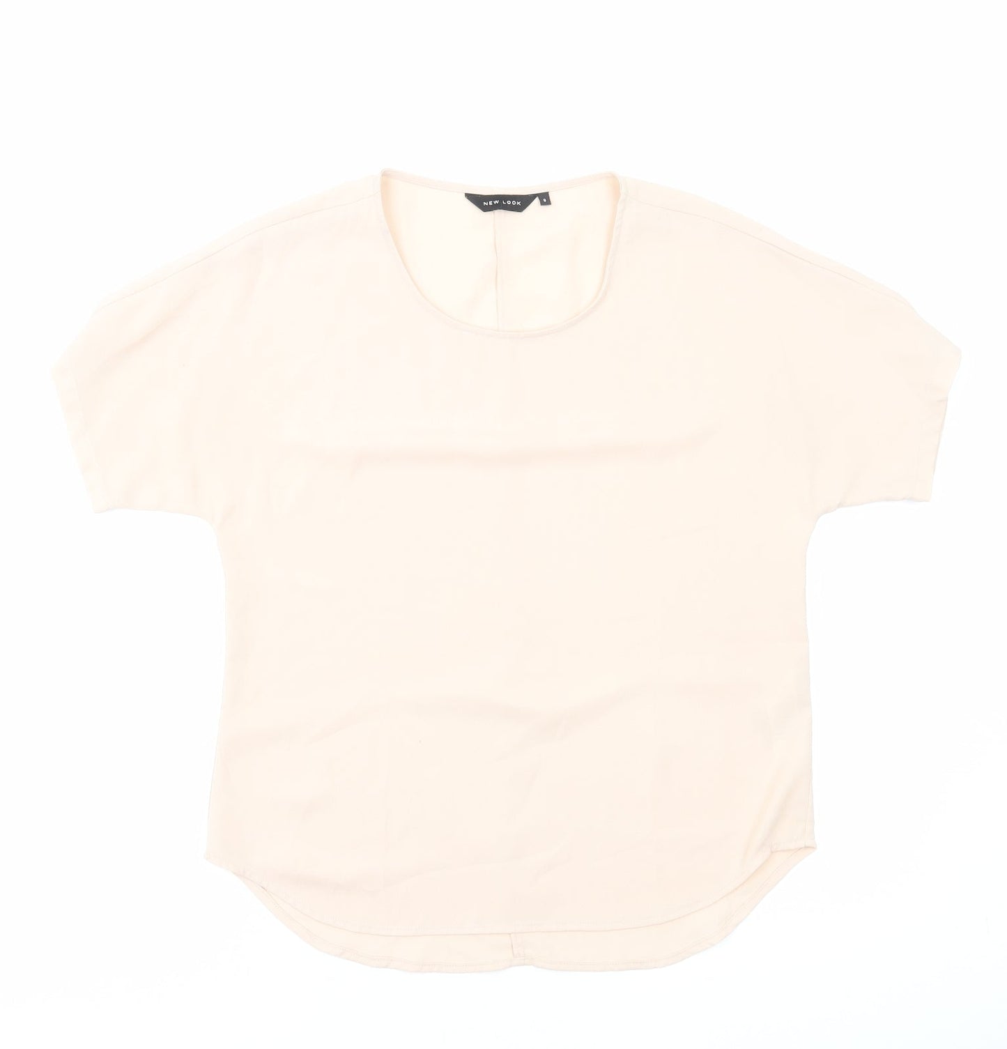 New Look Womens Pink Polyester Basic T-Shirt Size 8 Round Neck
