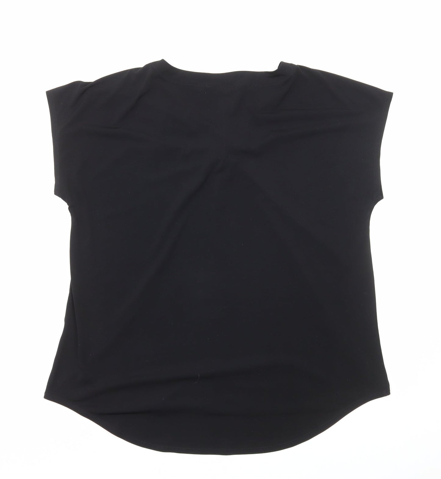 Ellen Tracy Womens Black Viscose Basic Blouse Size L V-Neck
