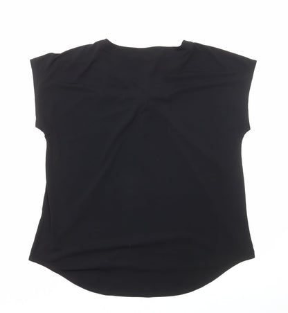 Ellen Tracy Womens Black Viscose Basic Blouse Size L V-Neck