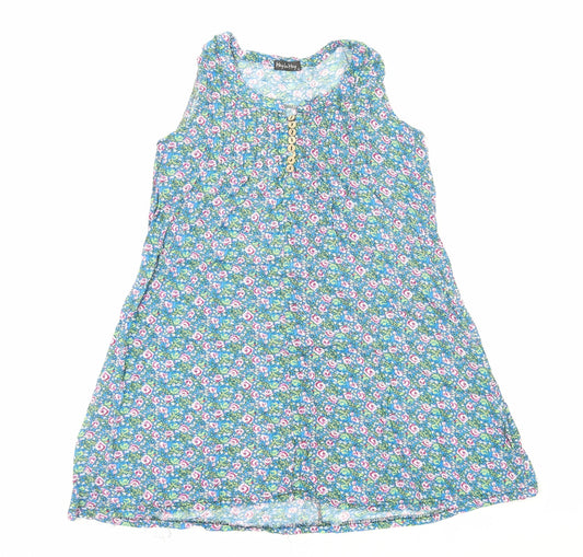 Mey Lon Mey Womens Blue Geometric Viscose Tank Dress Size M Round Neck Pullover