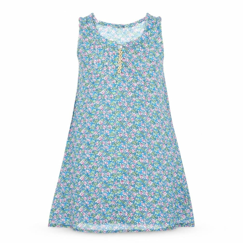 Mey Lon Mey Womens Blue Geometric Viscose Tank Dress Size M Round Neck Pullover