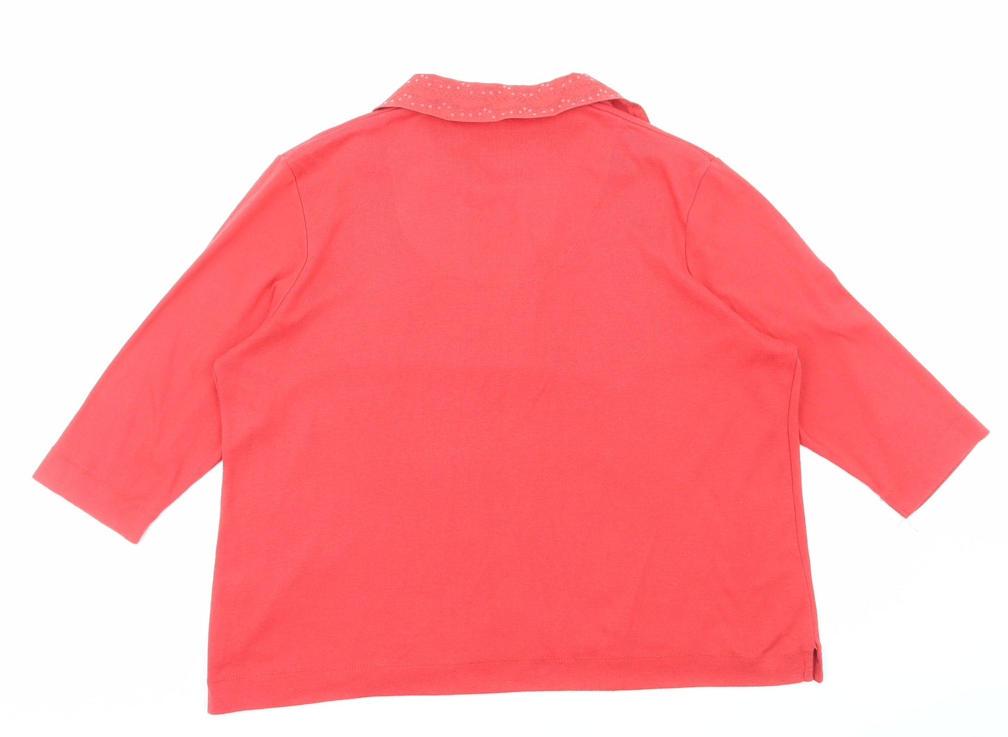 TIGI Womens Red Polyester Basic T-Shirt Size 18 Collared