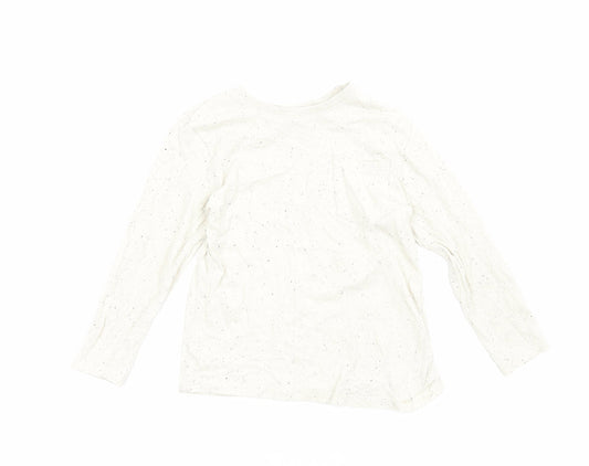 Primark Boys Ivory Cotton Basic T-Shirt Size 4-5 Years Round Neck Pullover
