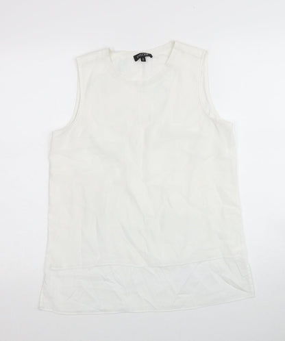 Episode Womens White Polyester Basic Tank Size S Round Neck