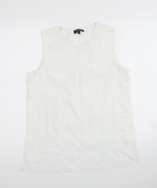 Episode Womens White Polyester Basic Tank Size S Round Neck