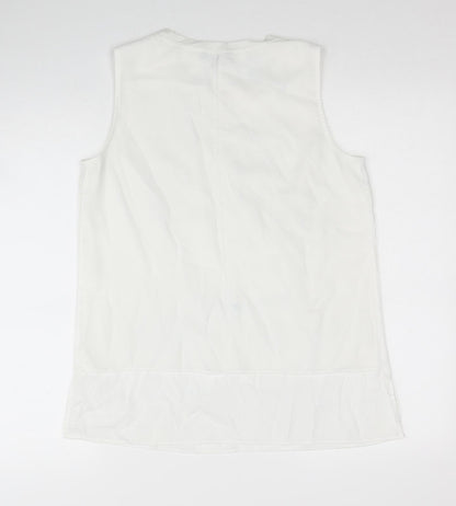 Episode Womens White Polyester Basic Tank Size S Round Neck