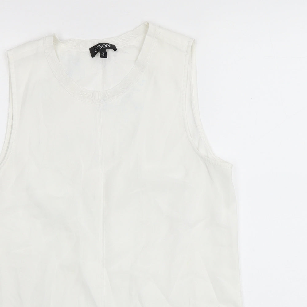 Episode Womens White Polyester Basic Tank Size S Round Neck