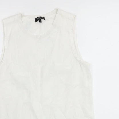 Episode Womens White Polyester Basic Tank Size S Round Neck