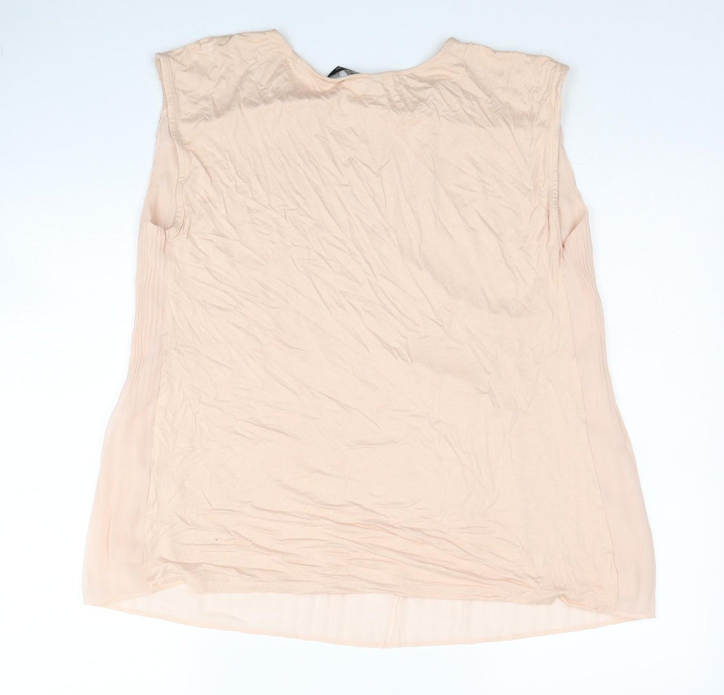 F&F Womens Beige Polyester Basic Blouse Size 12 Round Neck - Lace Detail