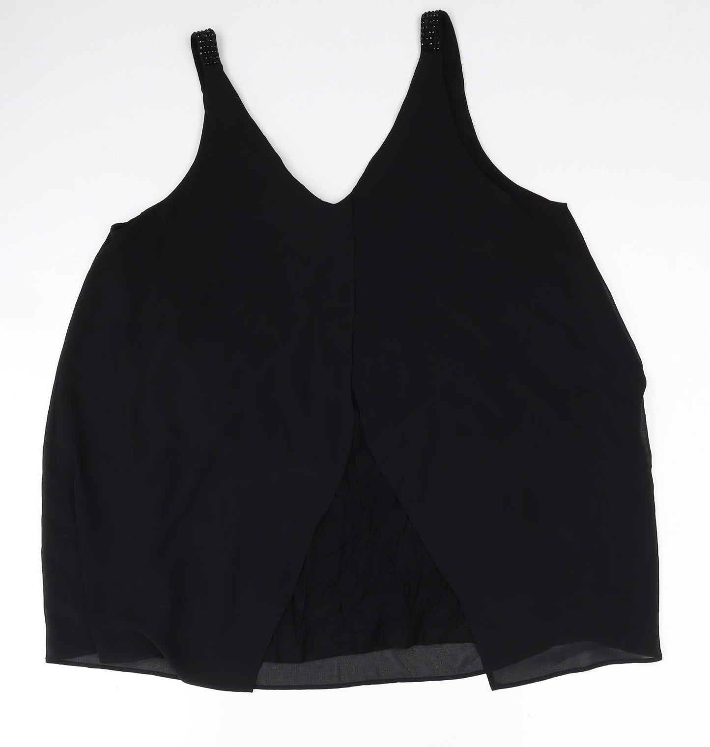 NEXT Womens Black Polyester Basic Tank Size 12 V-Neck