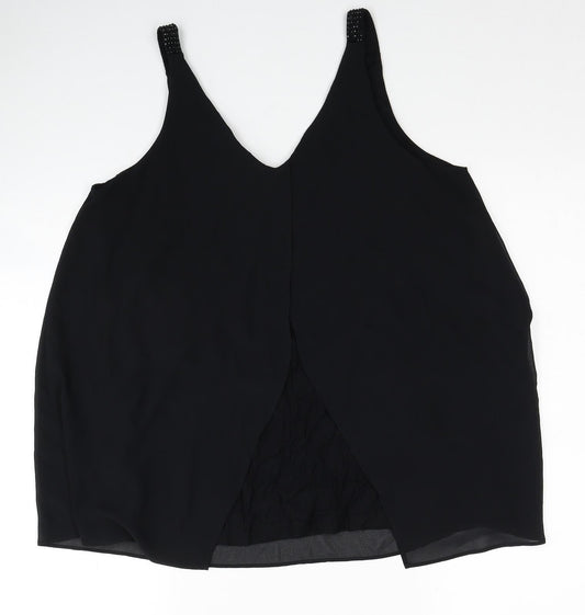 NEXT Womens Black Polyester Basic Tank Size 12 V-Neck