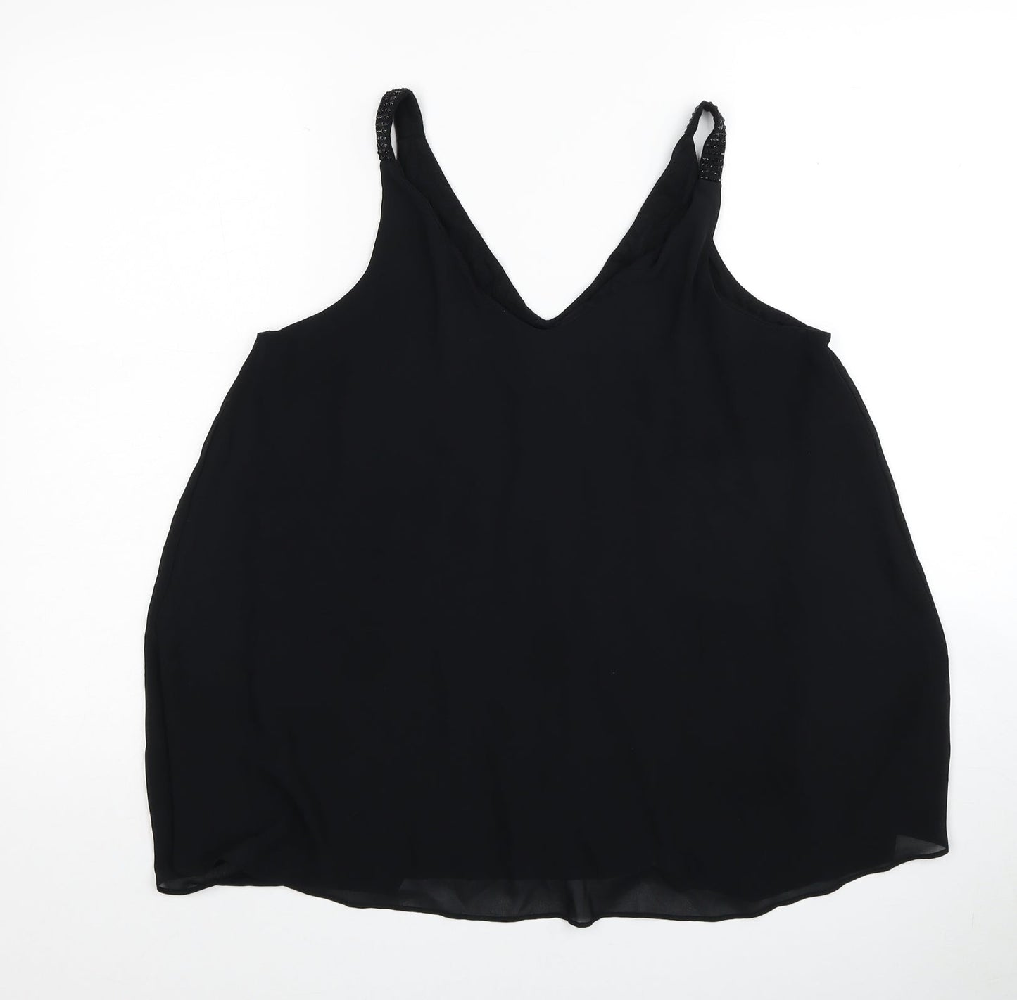 NEXT Womens Black Polyester Basic Tank Size 12 V-Neck