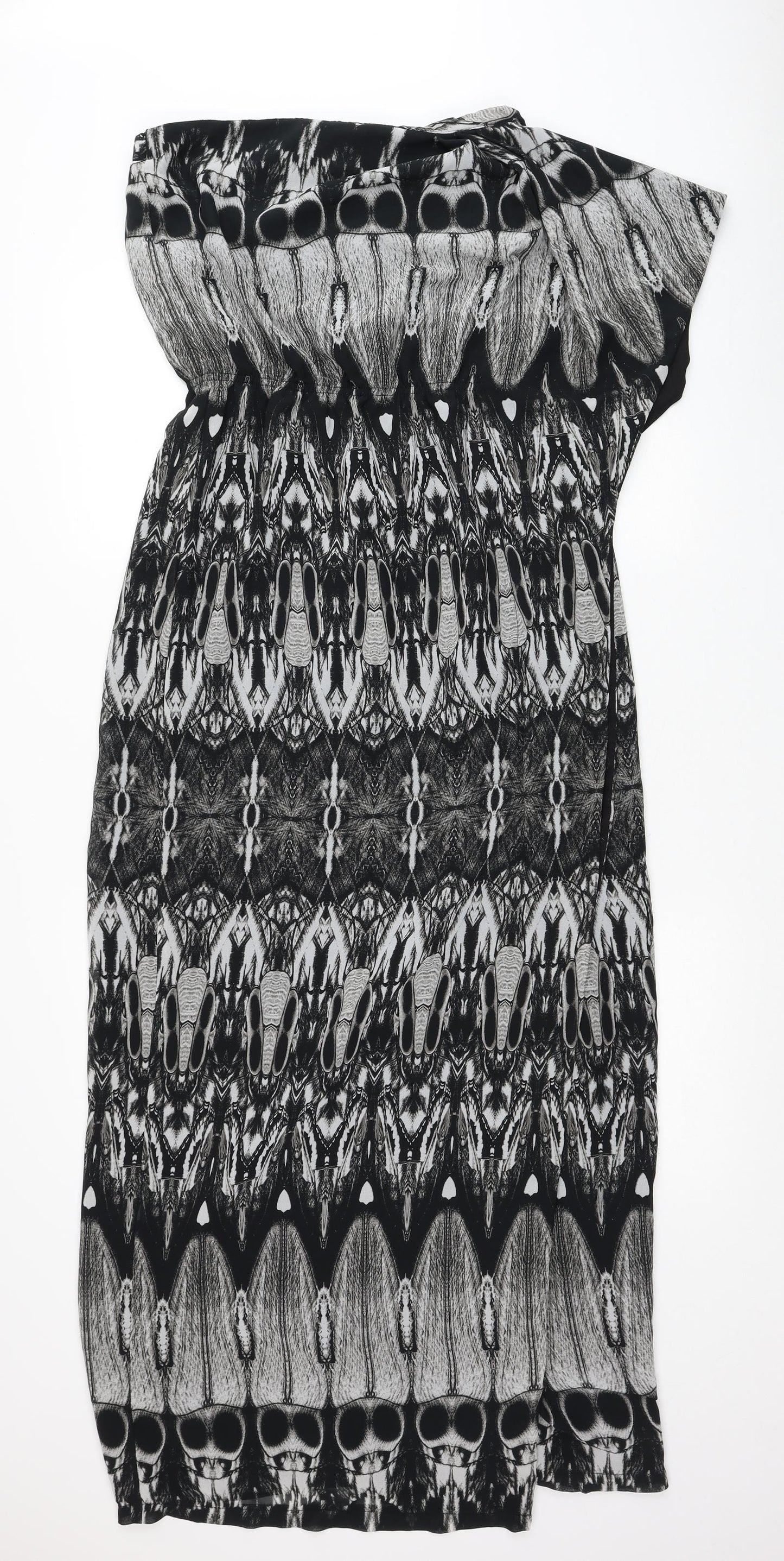 Abandon Womens Grey Geometric Polyester Tank Dress Size M One Shoulder Pullover