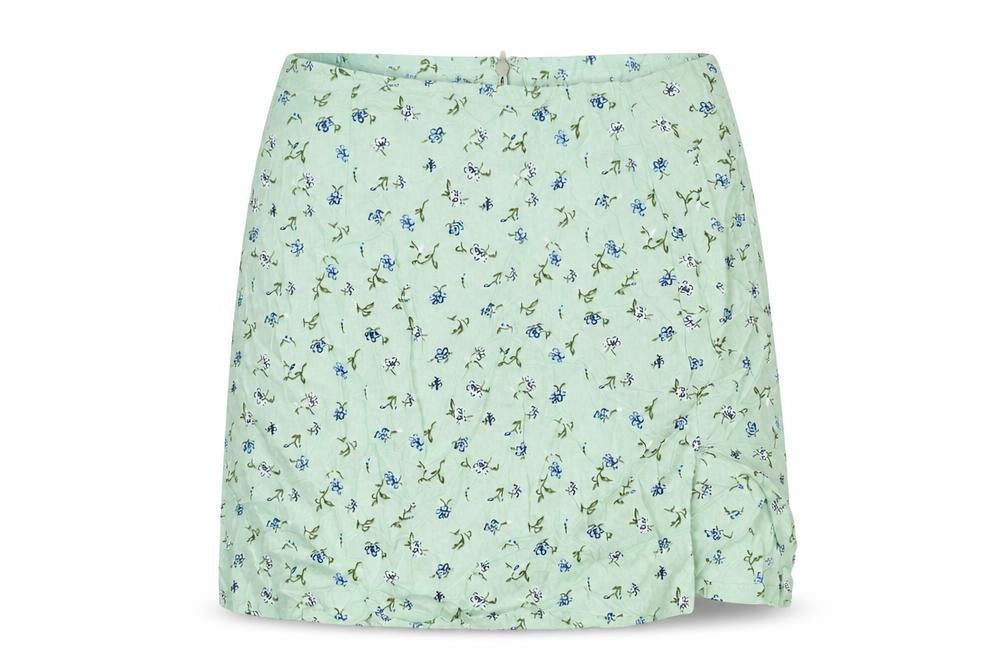 Motel Womens Green Floral Viscose Mini Skirt Size 2XS Zip