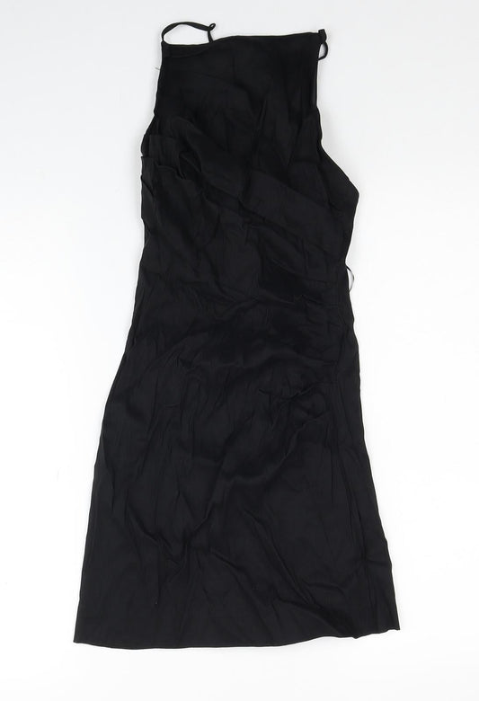 Zara Womens Black Linen A-Line Size XS Square Neck Pullover