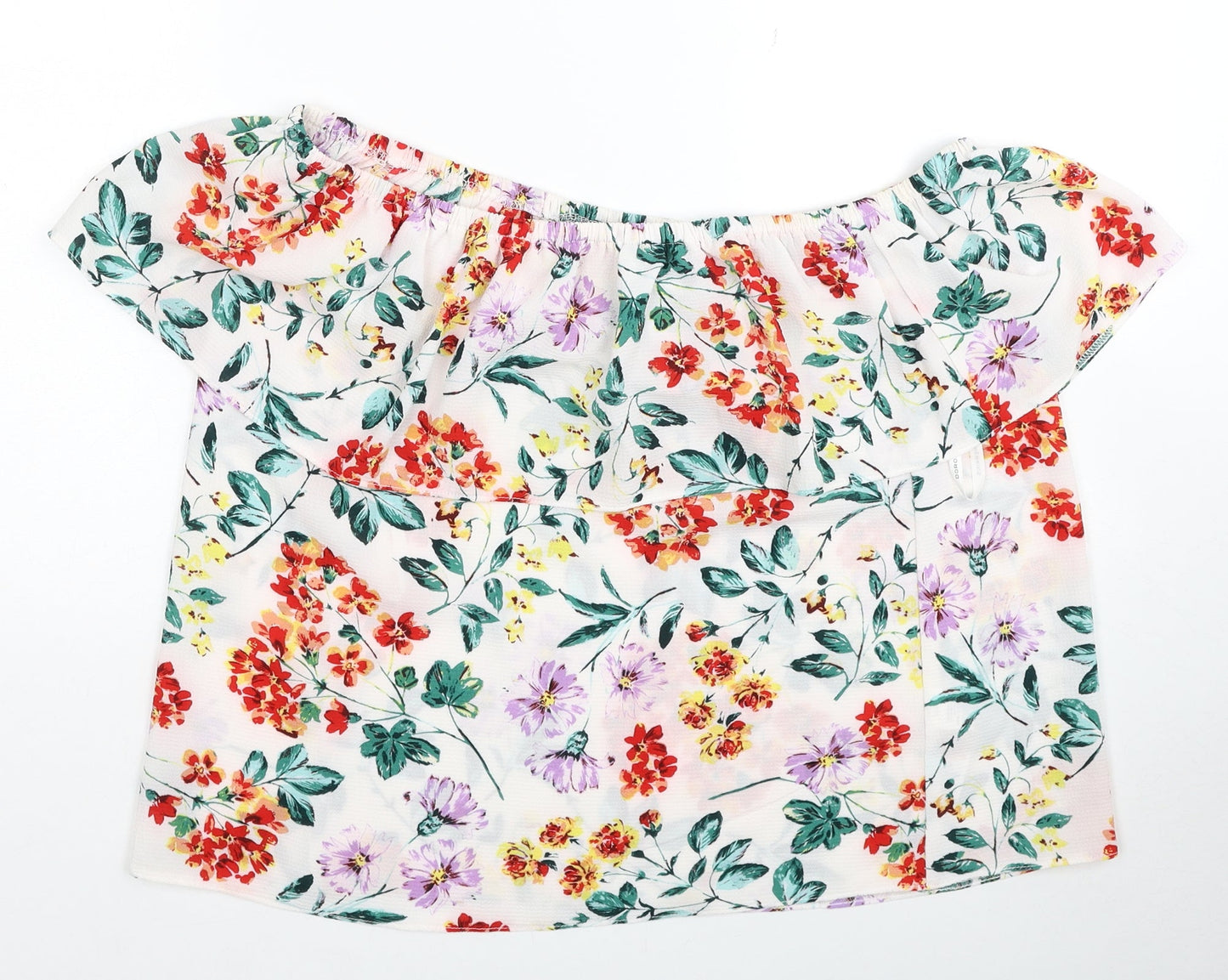 Dorothy Perkins Womens Multicoloured Floral Polyester Basic Blouse Size 10 Off the Shoulder