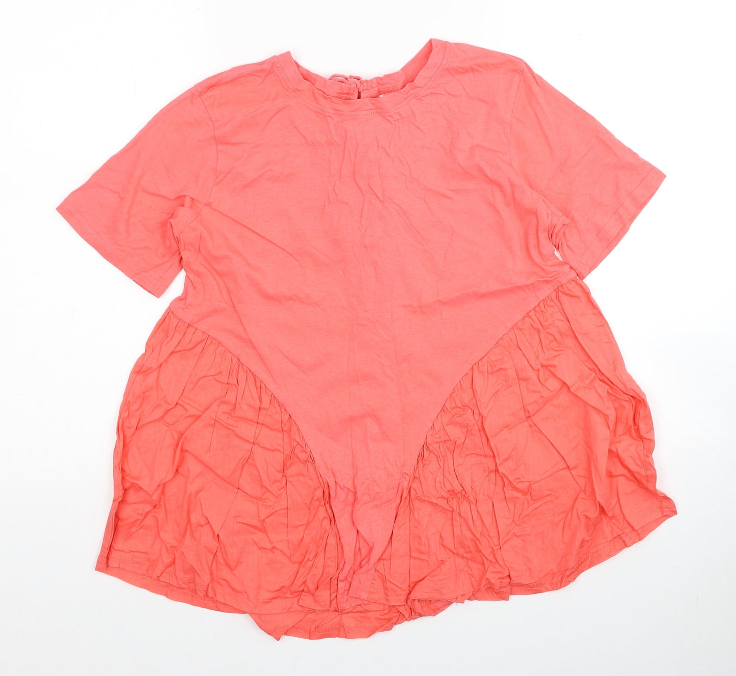 Pep&Co Womens Pink Cotton Basic Blouse Size 12 Round Neck - Size 12-14