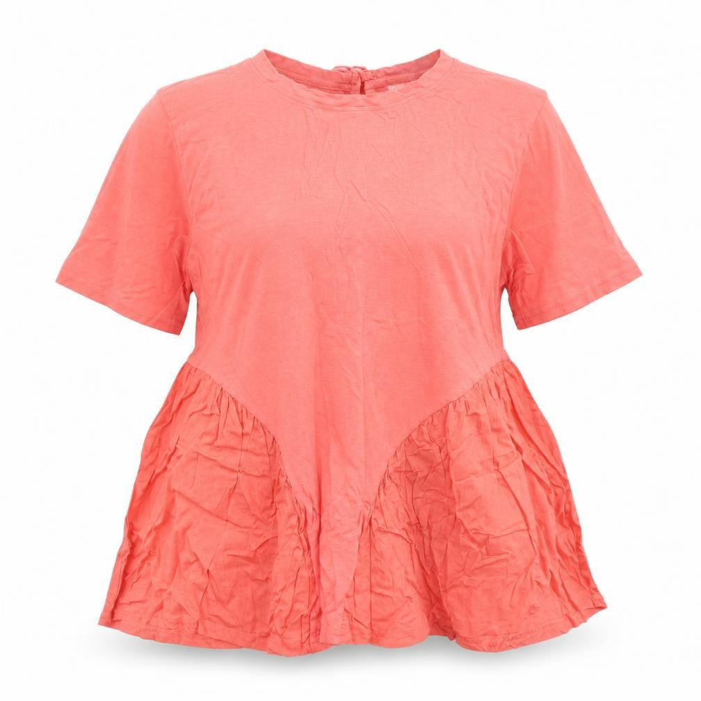 Pep&Co Womens Pink Cotton Basic Blouse Size 12 Round Neck - Size 12-14