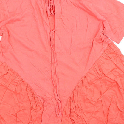 Pep&Co Womens Pink Cotton Basic Blouse Size 12 Round Neck - Size 12-14