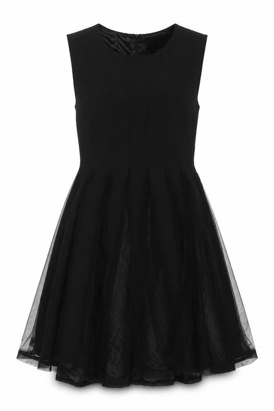Next Womens Black Polyester Skater Dress Size 10 Round Neck Zip