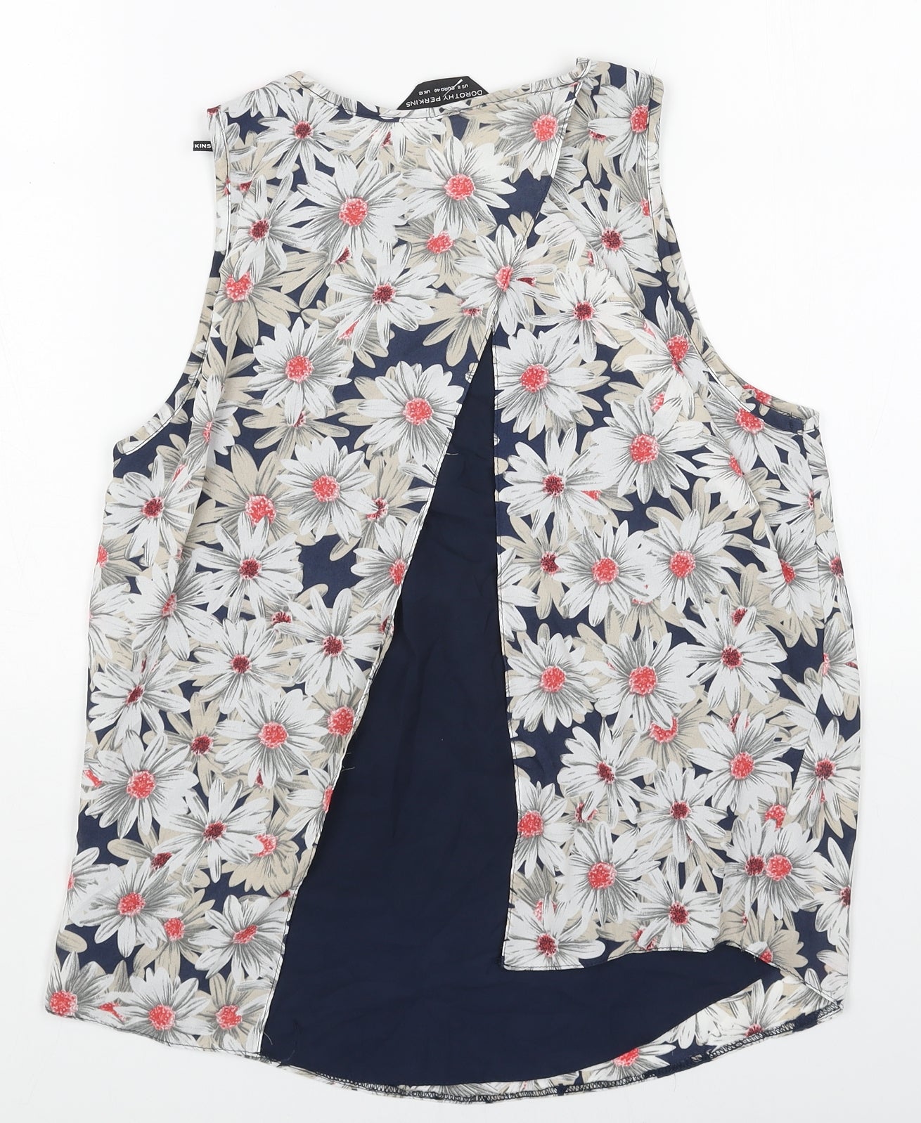 Dorothy Perkins Womens White Geometric Polyester Basic Tank Size 8 Round Neck