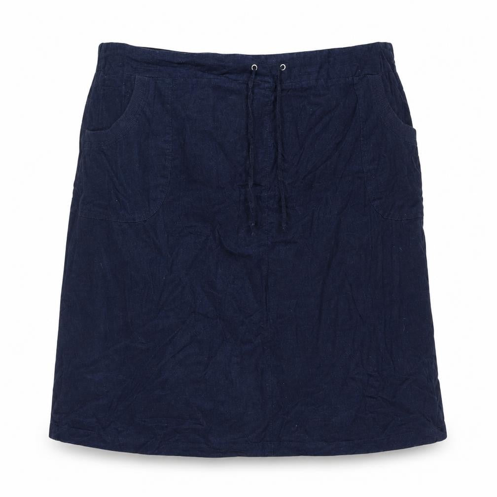 Preworn Womens Blue Cotton Straight & Pencil Skirt Size 46 in Drawstring