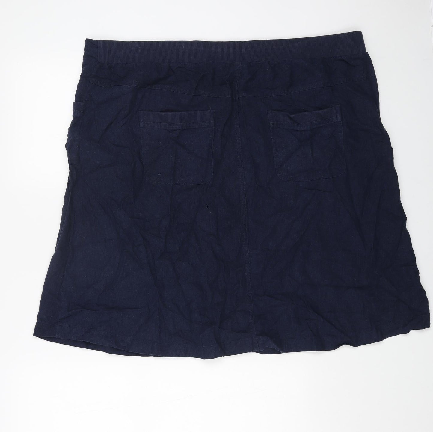 Preworn Womens Blue Cotton Straight & Pencil Skirt Size 46 in Drawstring