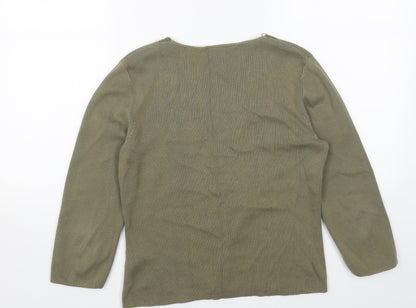 Principles Womens Green V-Neck Cotton Pullover Jumper Size 14