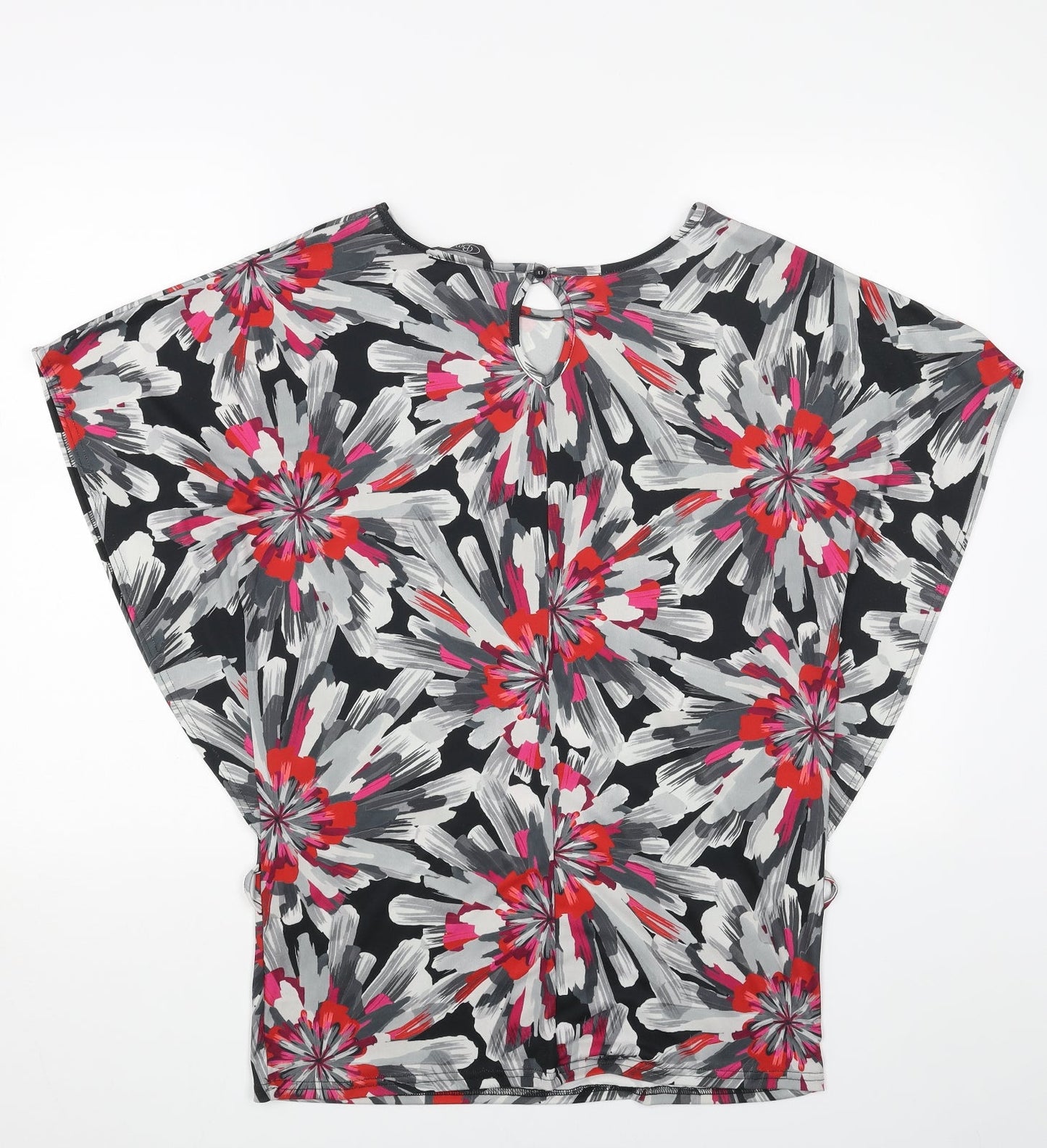 BM Womens Grey Geometric Polyester Basic Blouse Size 16 Round Neck