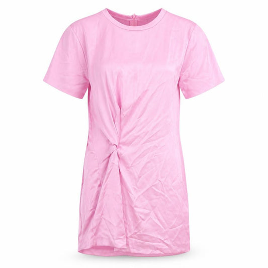 Zara Womens Pink Polyester T-Shirt Dress Size XS Round Neck Zip