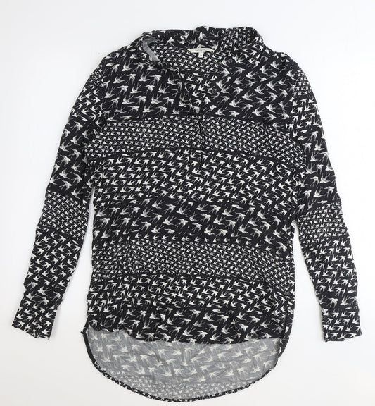 Sandwich Womens Black Geometric Viscose Basic Button-Up Size 6 V-Neck