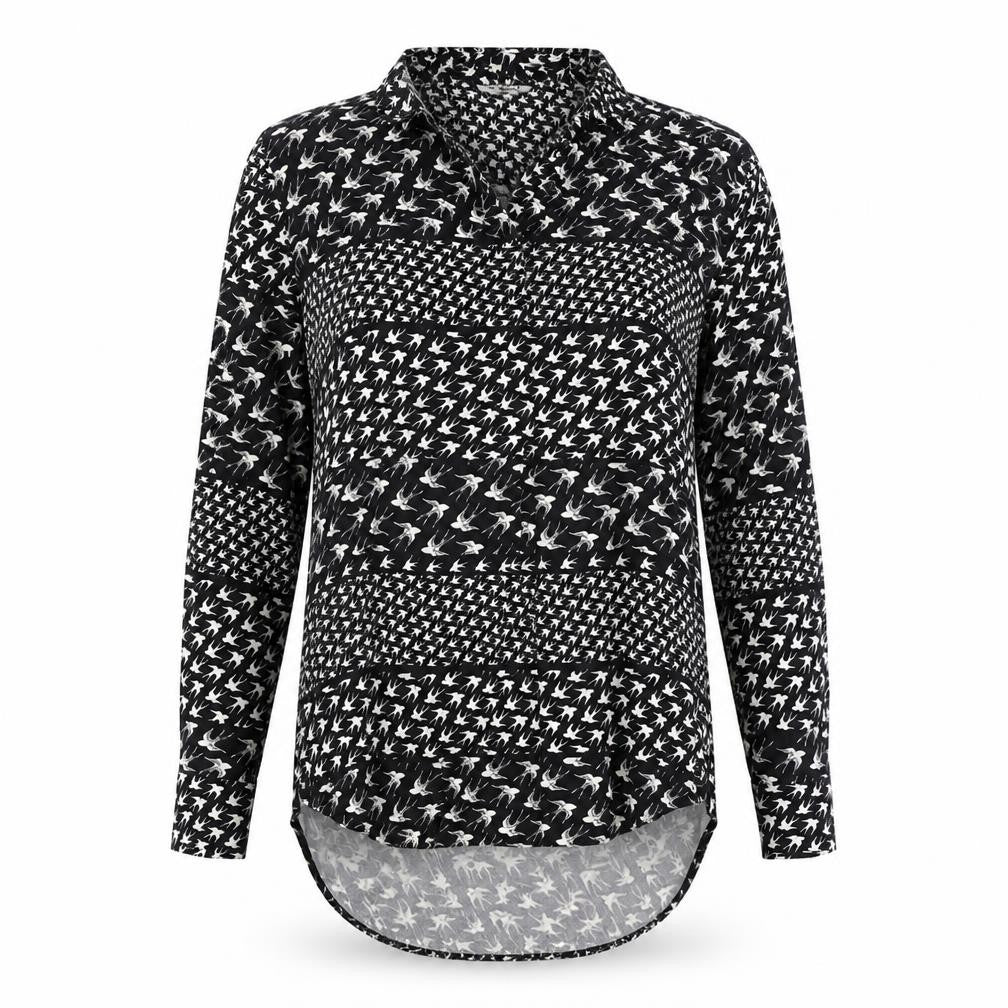Sandwich Womens Black Geometric Viscose Basic Button-Up Size 6 V-Neck