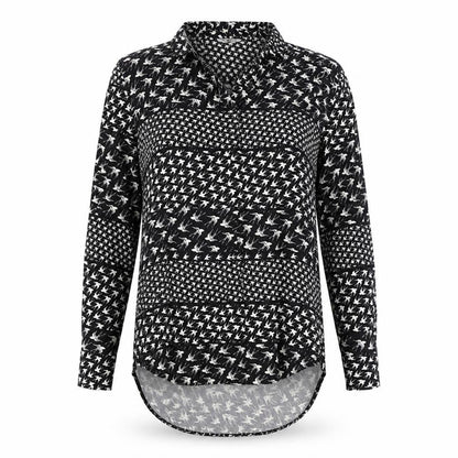 Sandwich Womens Black Geometric Viscose Basic Button-Up Size 6 V-Neck