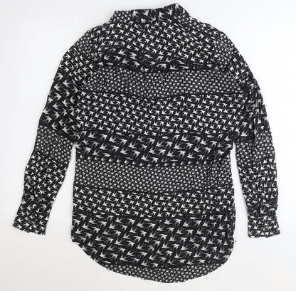 Sandwich Womens Black Geometric Viscose Basic Button-Up Size 6 V-Neck