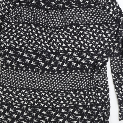 Sandwich Womens Black Geometric Viscose Basic Button-Up Size 6 V-Neck