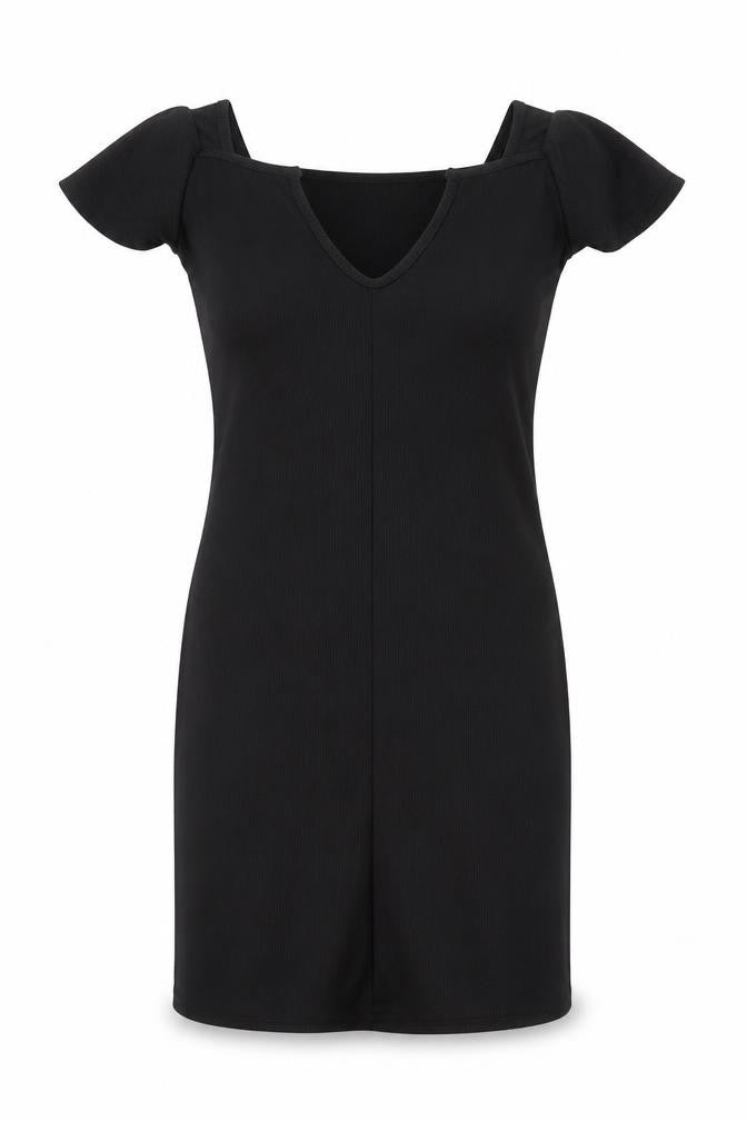 PRETTYLITTLETHING Womens Black Polyester A-Line Size 10 V-Neck Pullover