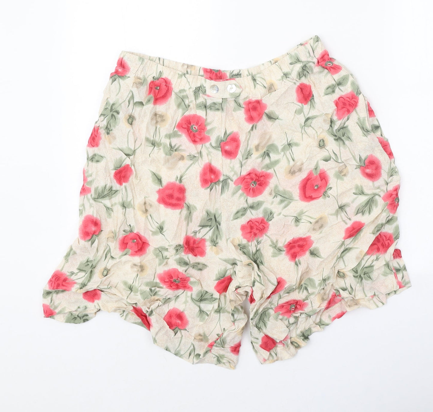 Jaclyn Smith Womens Multicoloured Floral Polyester Cut-Off Shorts Size L Regular Button