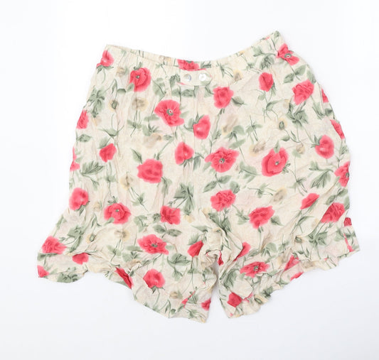 Jaclyn Smith Womens Multicoloured Floral Polyester Cut-Off Shorts Size L Regular Button
